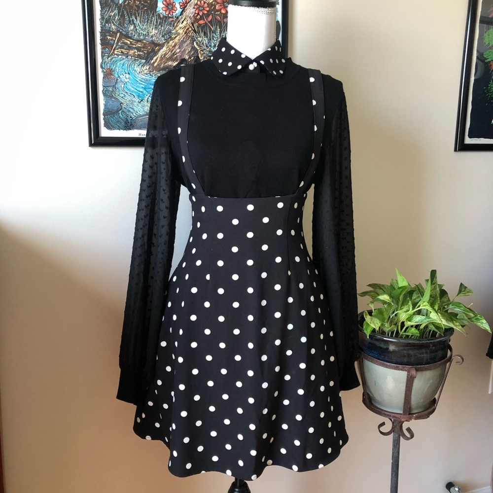 Polka dot overall skirt w/ matching dickie/collar